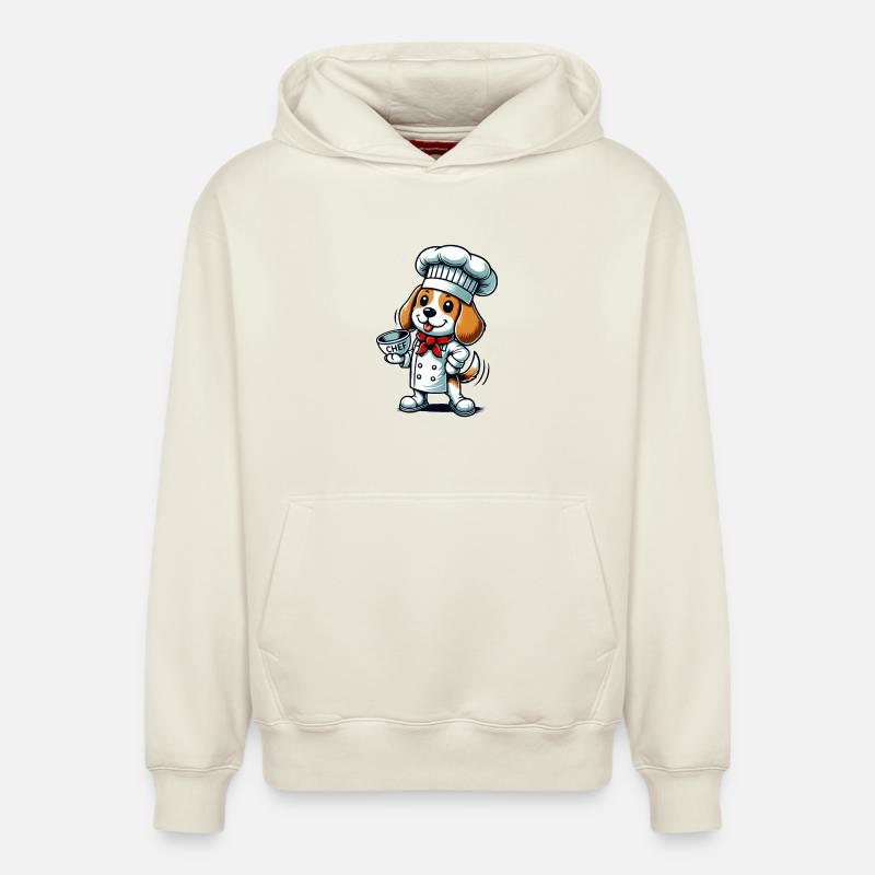 Beagle Cook - Sweat à capuche unisexe décontracté en coton biologique – de SPREAD - blanc cassé