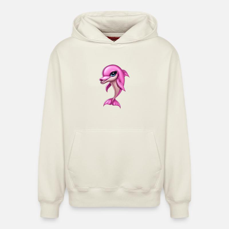 dauphin rose rose :) - Sweat à capuche unisexe décontracté en coton biologique – de SPREAD - blanc cassé