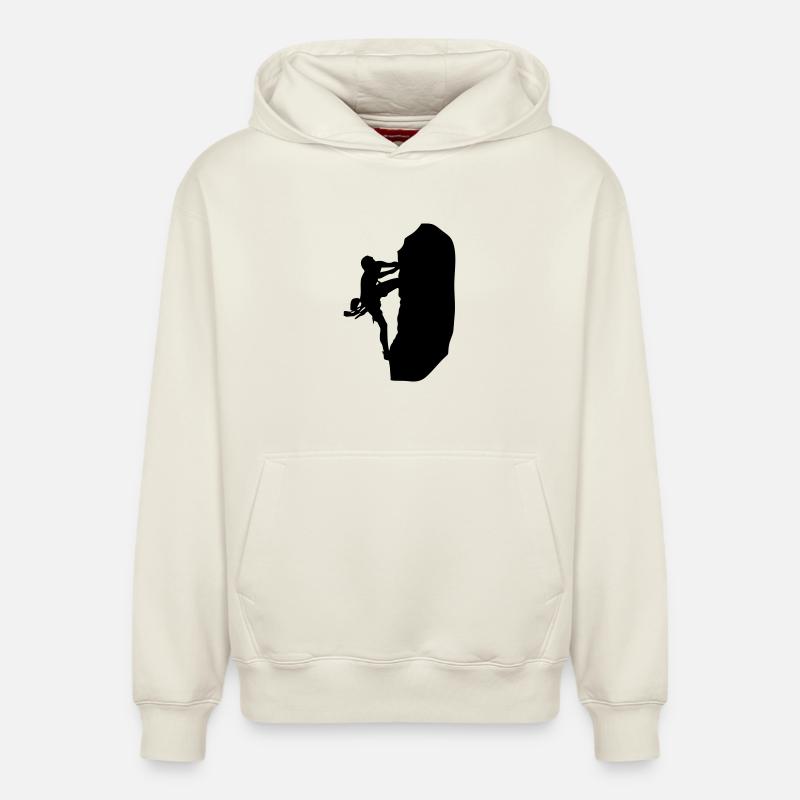 klettern_bergsteigen_silhouette - Sweat à capuche unisexe décontracté en coton biologique – de SPREAD - blanc cassé
