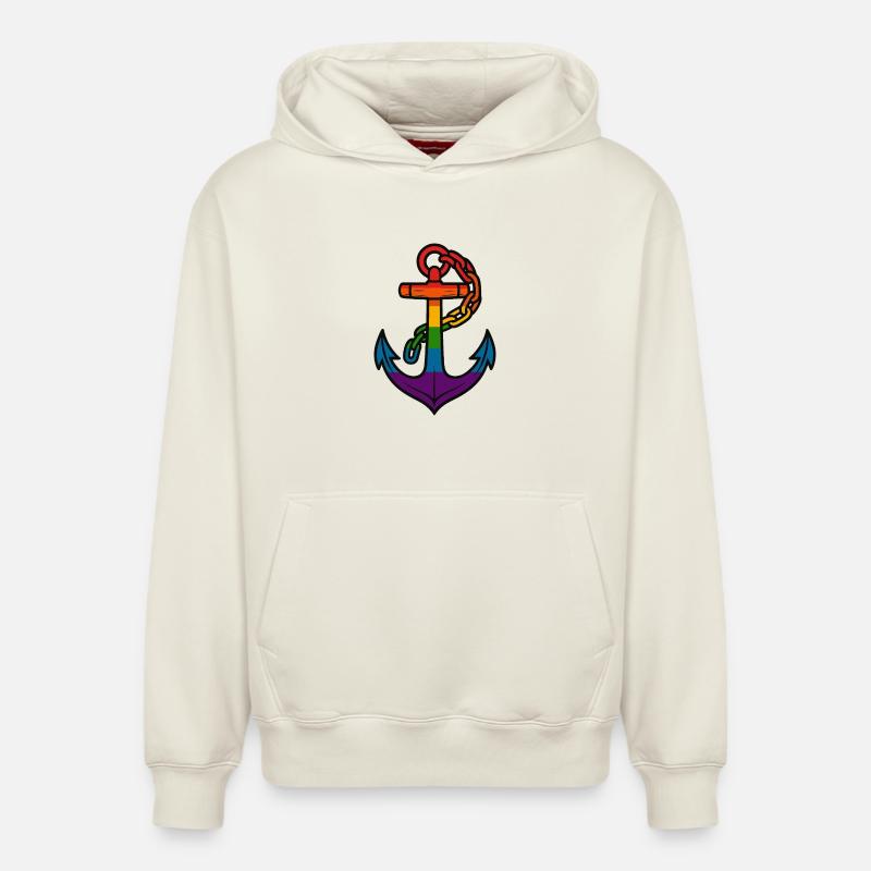 Ancre arc-en-ciel avec dégradé - Sweat à capuche unisexe décontracté en coton biologique – de SPREAD - blanc cassé
