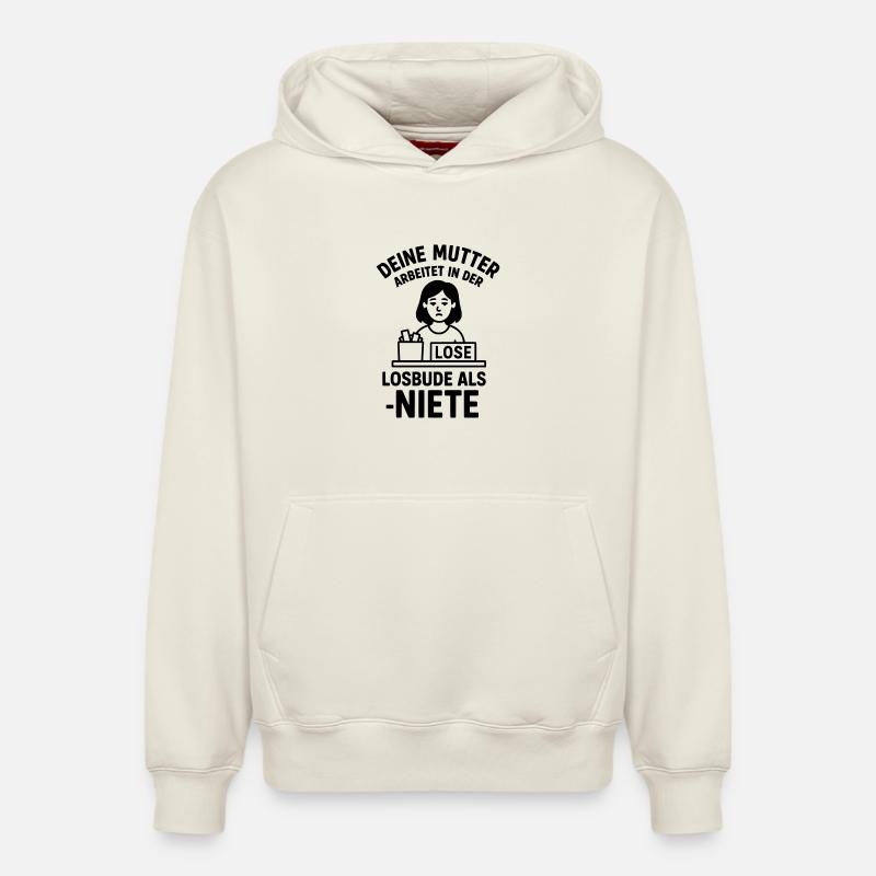 losbude deine mutter witz - Relaxed Unisex Organic Hoodie – von SPREAD - Naturweiß