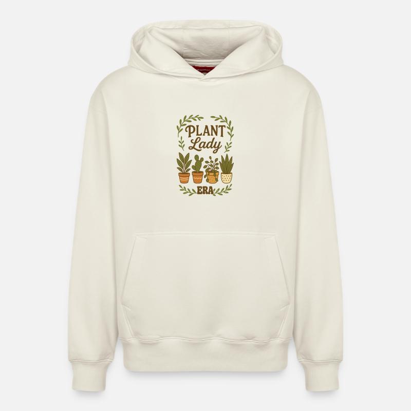 Dame Plante Époque Verte - Sweat à capuche unisexe décontracté en coton biologique – de SPREAD - blanc cassé