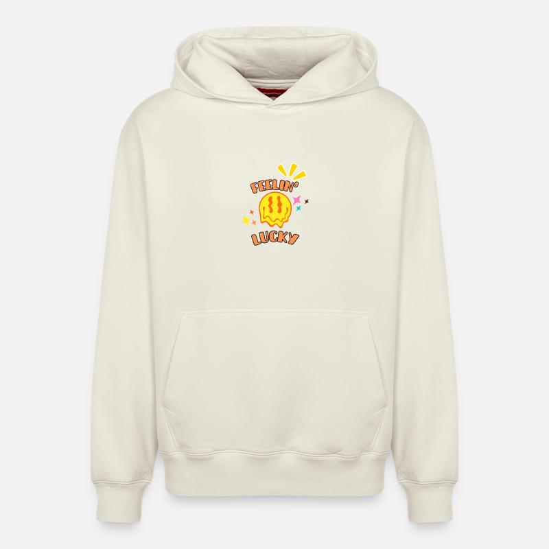 Feelin' Lucky Graphics - Sweat à capuche unisexe décontracté en coton biologique – de SPREAD - blanc cassé