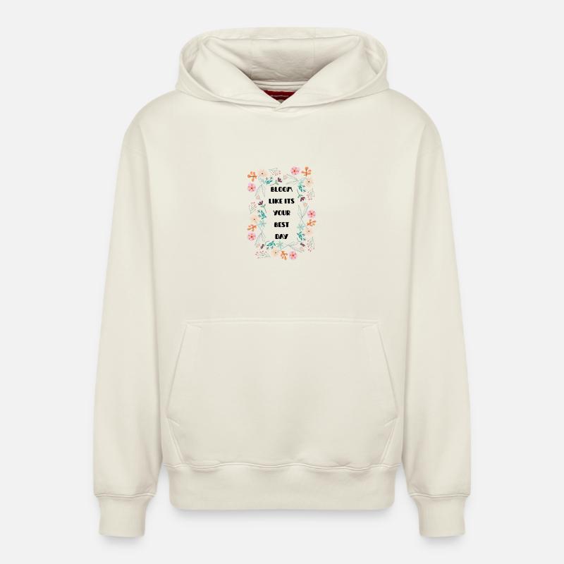 Couronne de fleurs pastel - Sweat à capuche unisexe décontracté en coton biologique – de SPREAD - blanc cassé