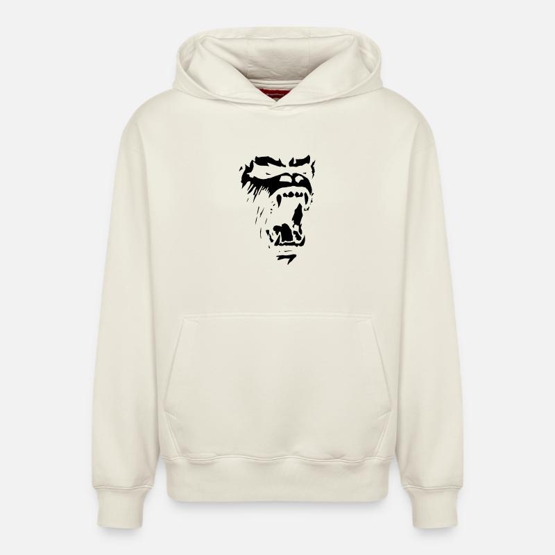 Gorilla - Sweat à capuche unisexe décontracté en coton biologique – de SPREAD - blanc cassé