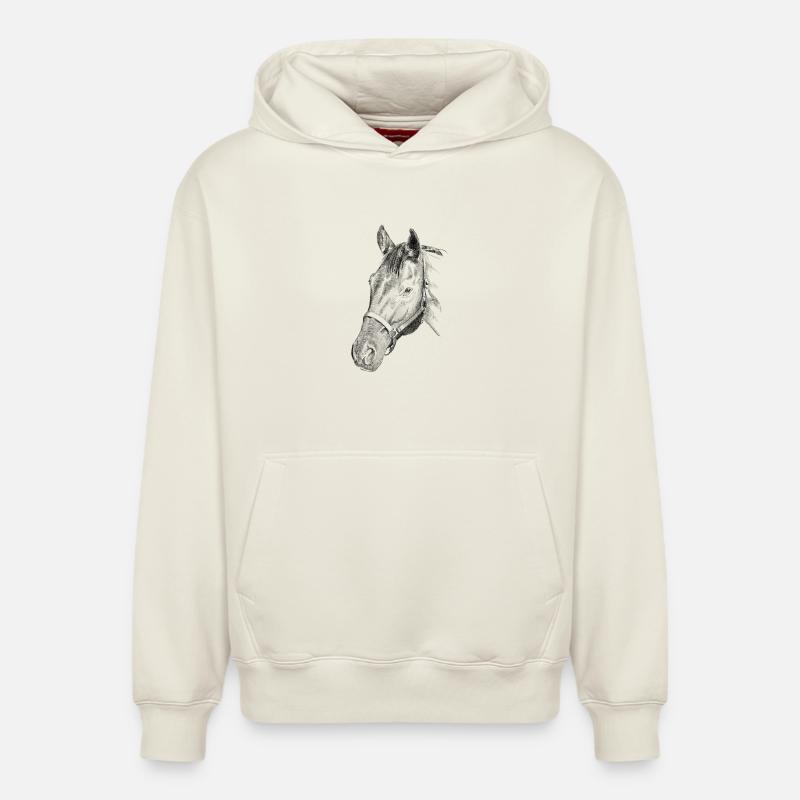 Pferd - Sweat à capuche unisexe décontracté en coton biologique – de SPREAD - blanc cassé