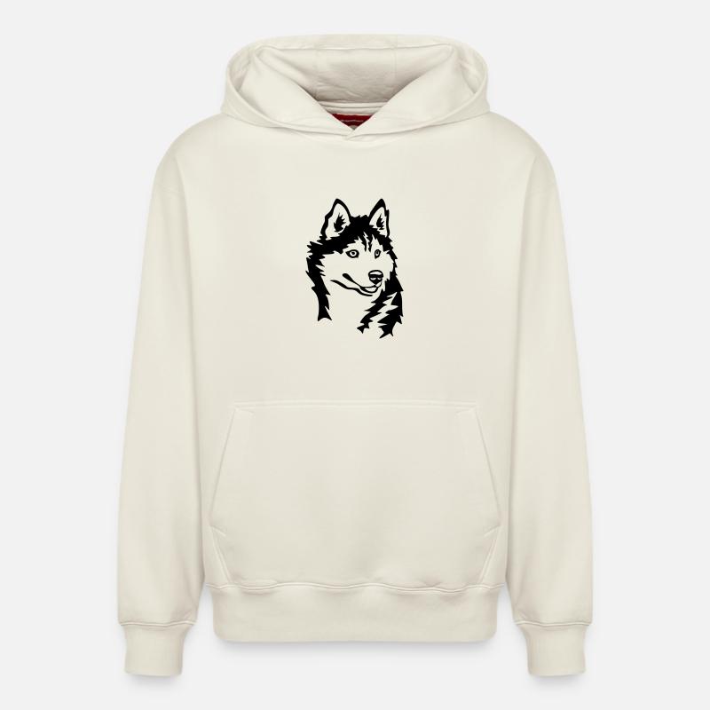 Tête de Husky - Sweat à capuche unisexe décontracté en coton biologique – de SPREAD - blanc cassé