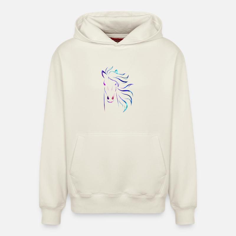 Cheval - Sweat à capuche unisexe décontracté en coton biologique – de SPREAD - blanc cassé