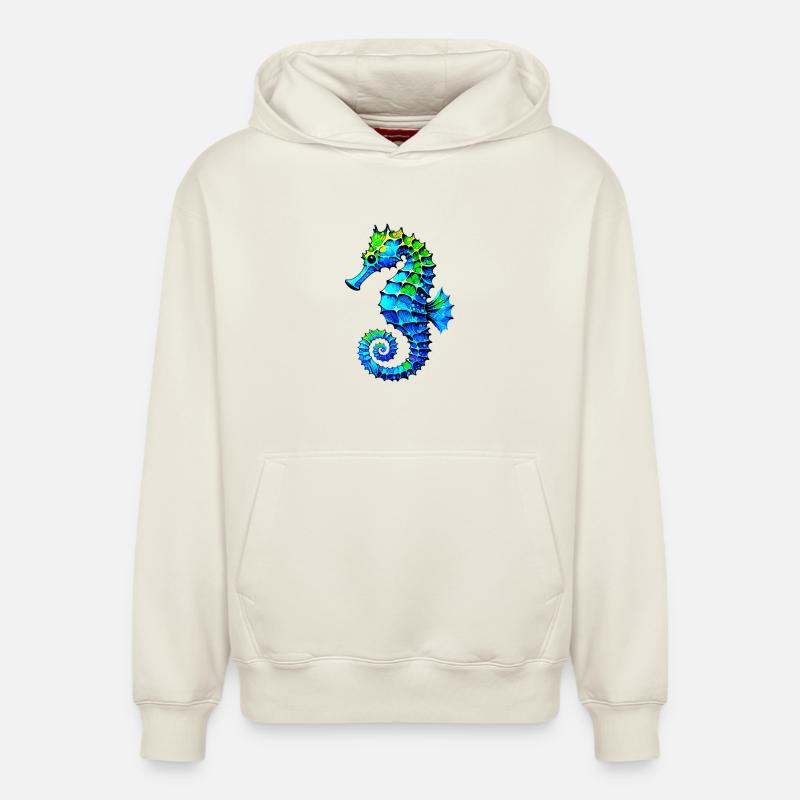 Hippocampe - Sweat à capuche unisexe décontracté en coton biologique – de SPREAD - blanc cassé