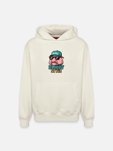 Blobby Style Cartoon Tee - Relaxed Unisex Organic Hoodie – by SPREAD - off white