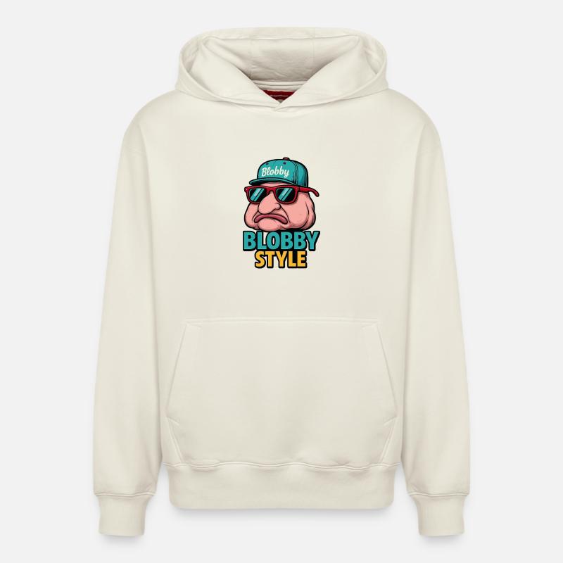 Blobby Style Cartoon Tee - Relaxed Unisex Organic Hoodie – von SPREAD - Naturweiß