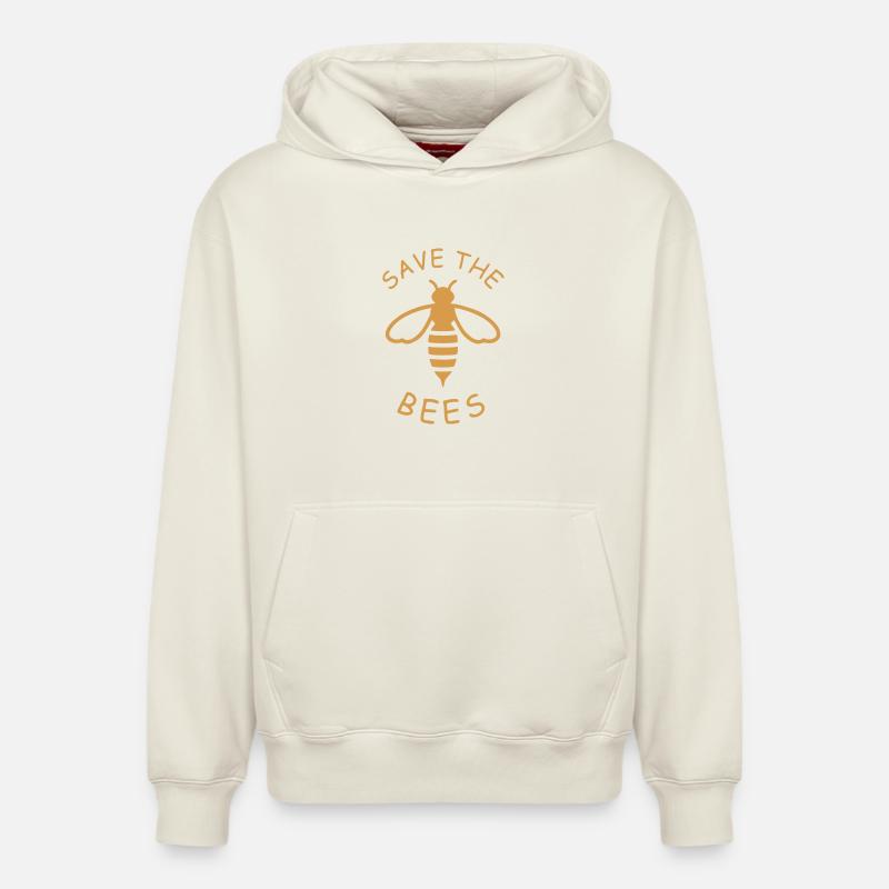 Éco-conception Sauvons les abeilles - Sweat à capuche unisexe décontracté en coton biologique – de SPREAD - blanc cassé