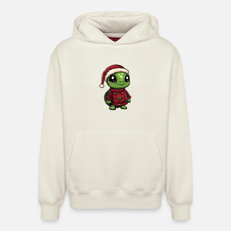 Noël tortue - Sweat à capuche unisexe décontracté en coton biologique – de SPREAD - blanc cassé