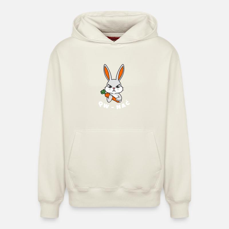 QW_NAC_SZARY_Z_BIALYM_NAPISEM - Sweat à capuche unisexe décontracté en coton biologique – de SPREAD - blanc cassé