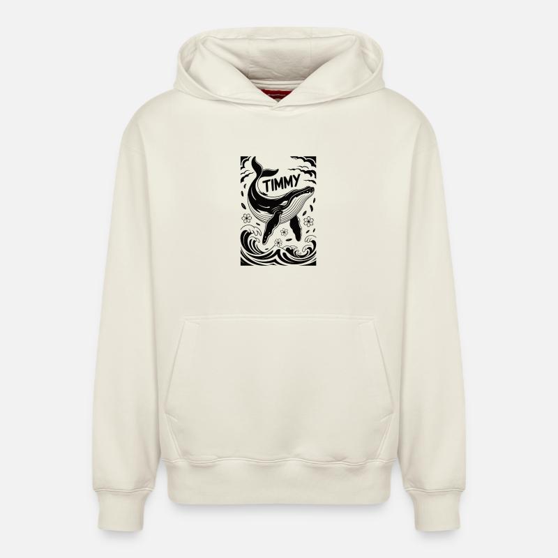Timmy la Baleine - Sweat à capuche unisexe décontracté en coton biologique – de SPREAD - blanc cassé