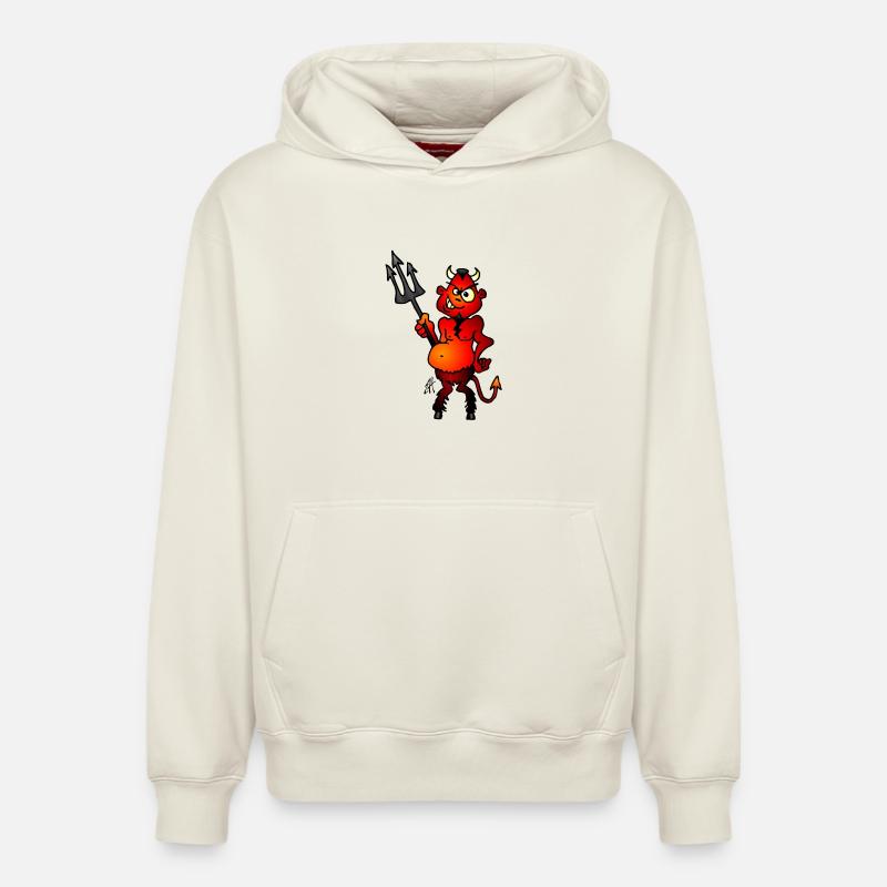 Diable rouge gras - Sweat à capuche unisexe décontracté en coton biologique – de SPREAD - blanc cassé