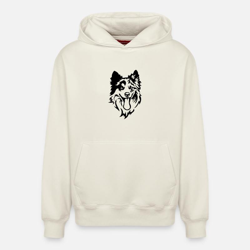 Tête de Border Collie - Sweat à capuche unisexe décontracté en coton biologique – de SPREAD - blanc cassé