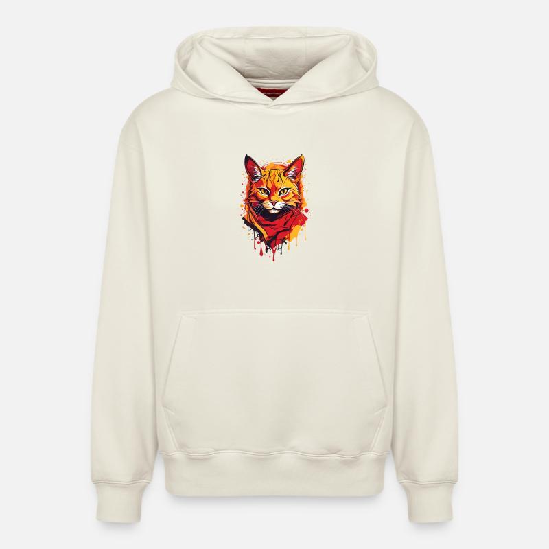 Chat cool - Sweat à capuche unisexe décontracté en coton biologique – de SPREAD - blanc cassé