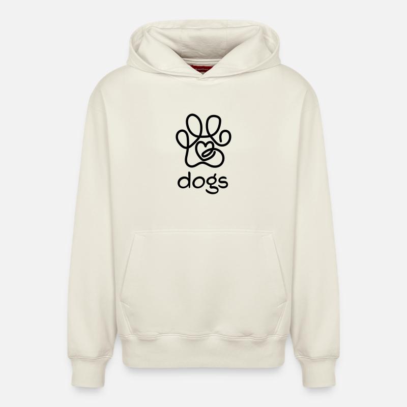 J’adore les chiens - Sweat à capuche unisexe décontracté en coton biologique – de SPREAD - blanc cassé