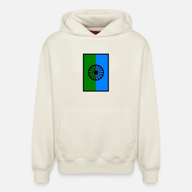 115552801 188819732 Drapeau rom 1 - Sweat à capuche unisexe décontracté en coton biologique – de SPREAD - blanc cassé
