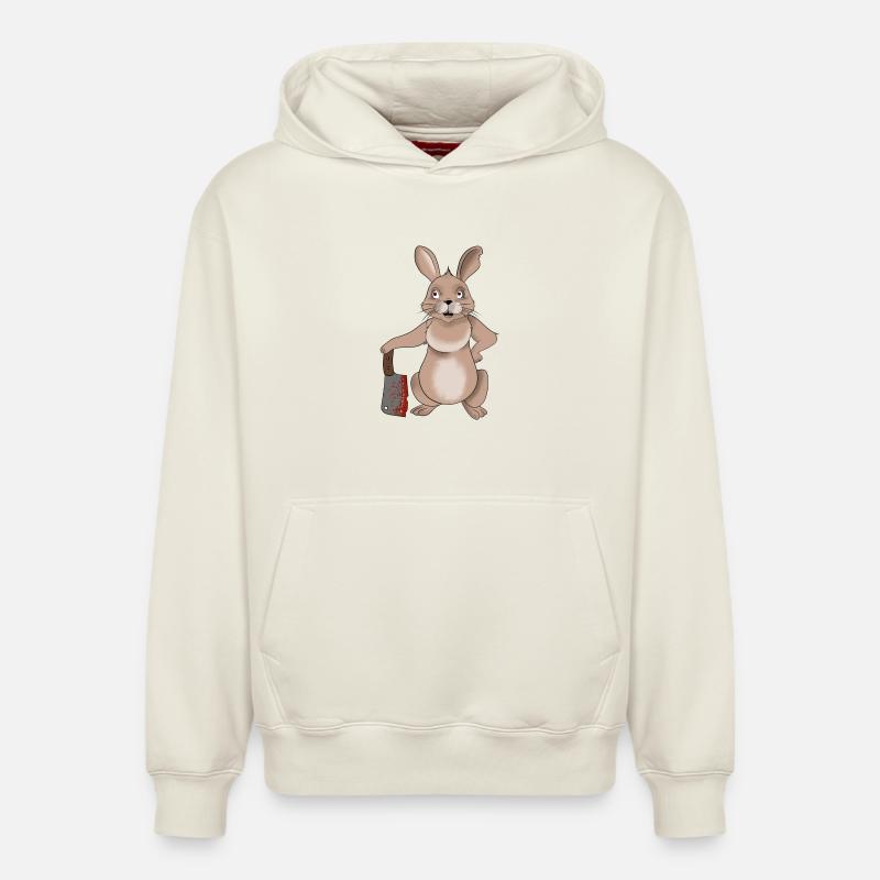 Lapin tueur - Sweat à capuche unisexe décontracté en coton biologique – de SPREAD - blanc cassé