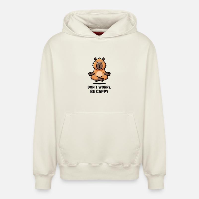 Chill Capybara - Sweat à capuche unisexe décontracté en coton biologique – de SPREAD - blanc cassé