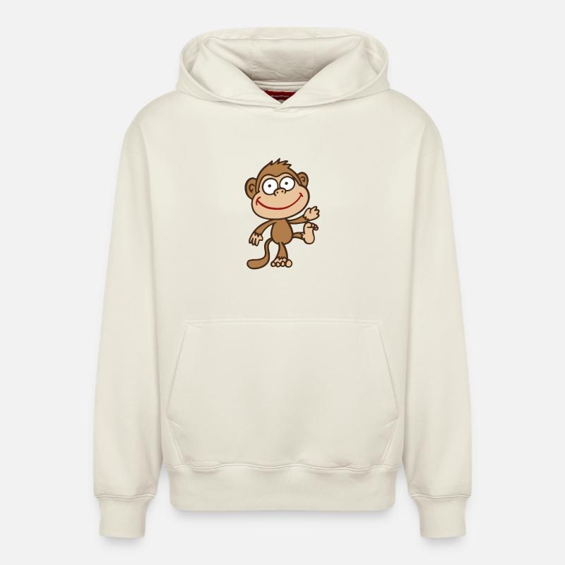 singe - Sweat à capuche unisexe décontracté en coton biologique – de SPREAD - blanc cassé