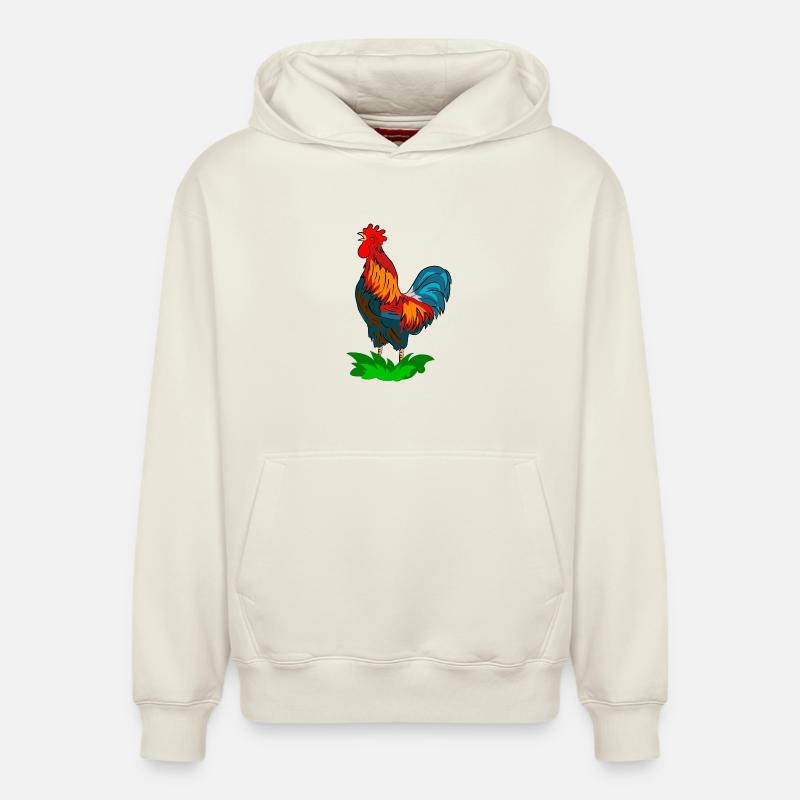 coq - Sweat à capuche unisexe décontracté en coton biologique – de SPREAD - blanc cassé
