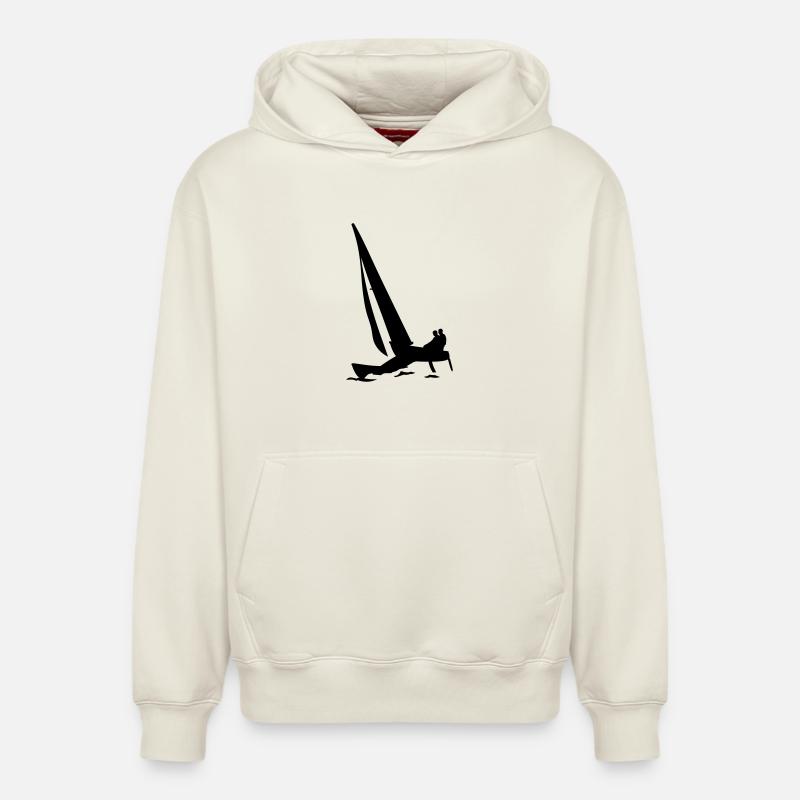 catamaran - Sweat à capuche unisexe décontracté en coton biologique – de SPREAD - blanc cassé