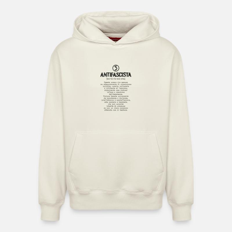 Définition antifasciste - Sweat à capuche unisexe décontracté en coton biologique – de SPREAD - blanc cassé