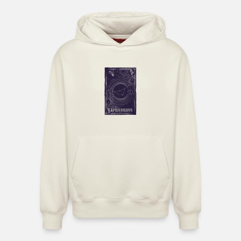 Steinbock Sternbild Ring - Relaxed Unisex Organic Hoodie – von SPREAD - Naturweiß