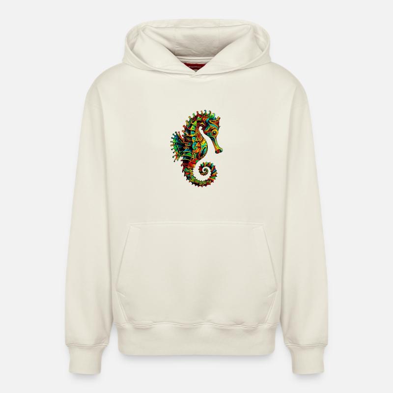 Hippocampe - Sweat à capuche unisexe décontracté en coton biologique – de SPREAD - blanc cassé