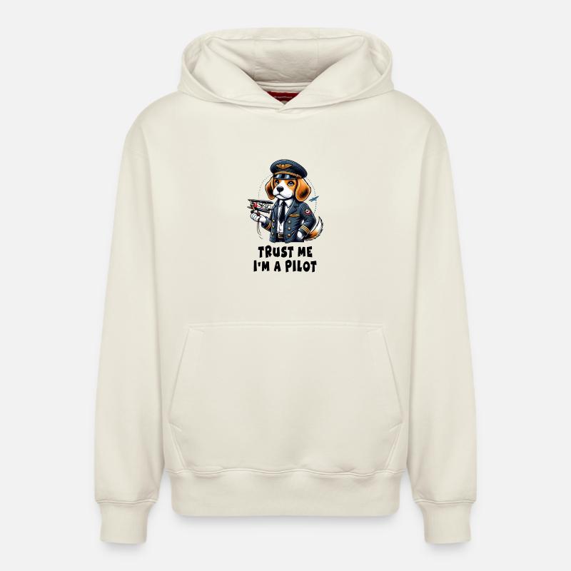 Beagle Pilot - Relaxed Unisex Organic Hoodie – von SPREAD - Naturweiß