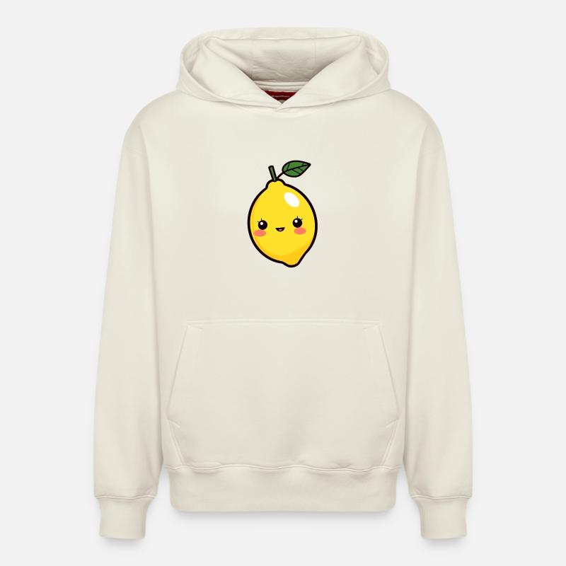 Citron - Sweat à capuche unisexe décontracté en coton biologique – de SPREAD - blanc cassé
