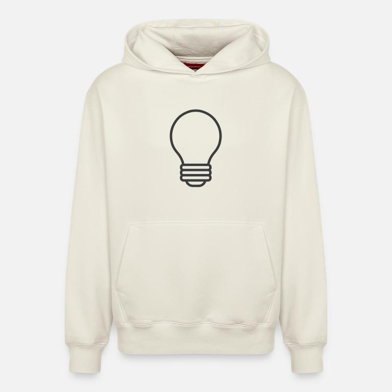 Icône de ligne d’ampoule - Sweat à capuche unisexe décontracté en coton biologique – de SPREAD - blanc cassé
