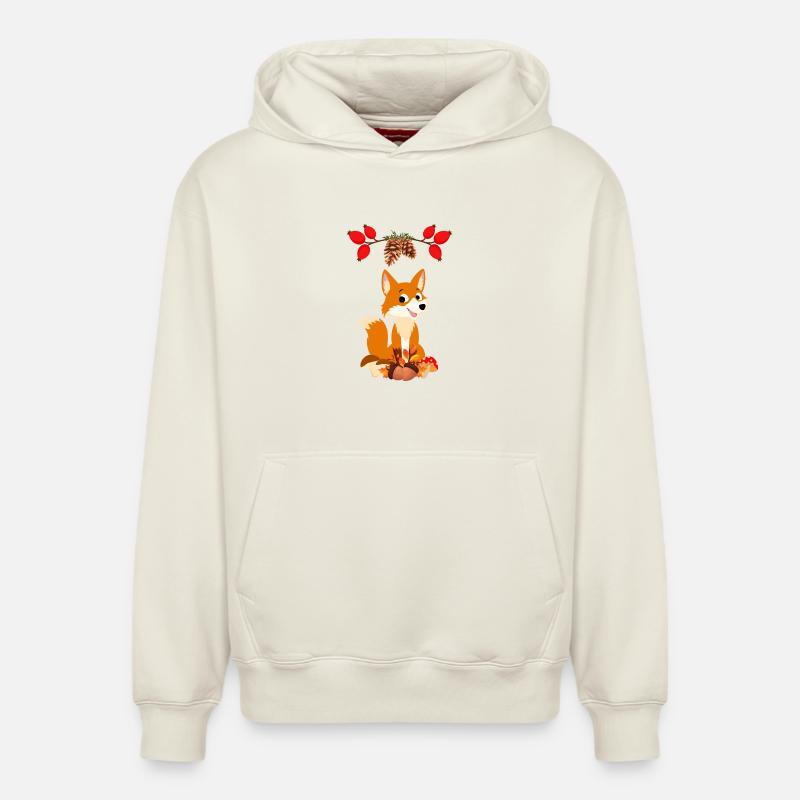 Renard - Sweat à capuche unisexe décontracté en coton biologique – de SPREAD - blanc cassé