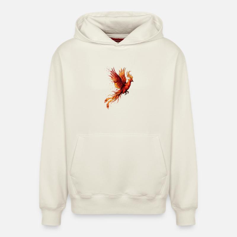 Tempête de feu Phoenix - Sweat à capuche unisexe décontracté en coton biologique – de SPREAD - blanc cassé