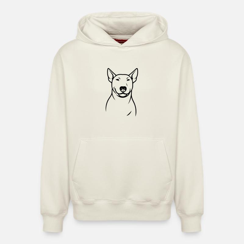 Silhouette stylisée du Bull Terrier - Sweat à capuche unisexe décontracté en coton biologique – de SPREAD - blanc cassé