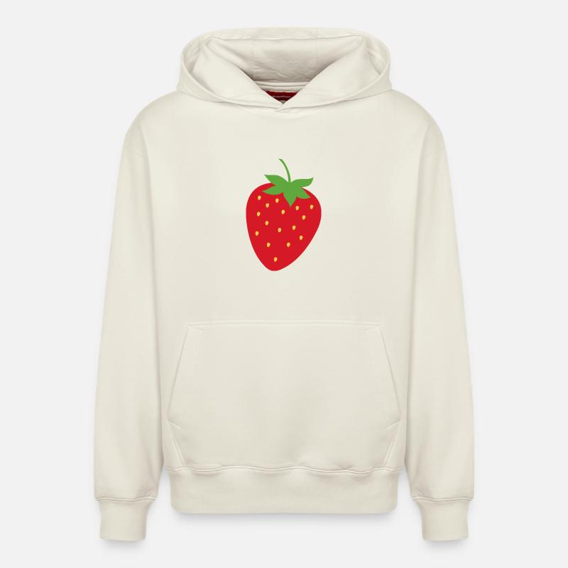 fraise - Sweat à capuche unisexe décontracté en coton biologique – de SPREAD - blanc cassé