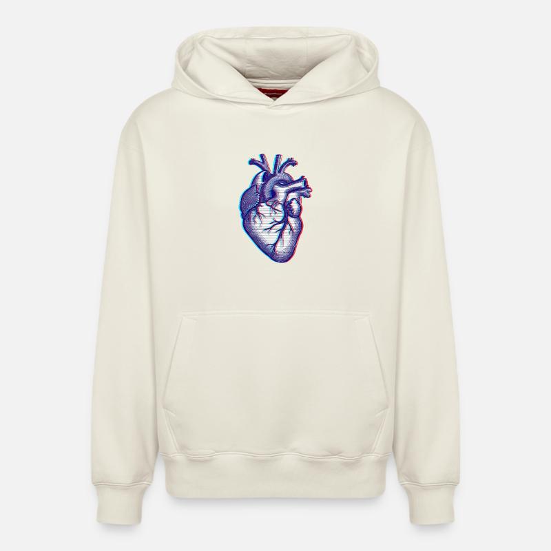 Cœur anatomique - Sweat à capuche unisexe décontracté en coton biologique – de SPREAD - blanc cassé