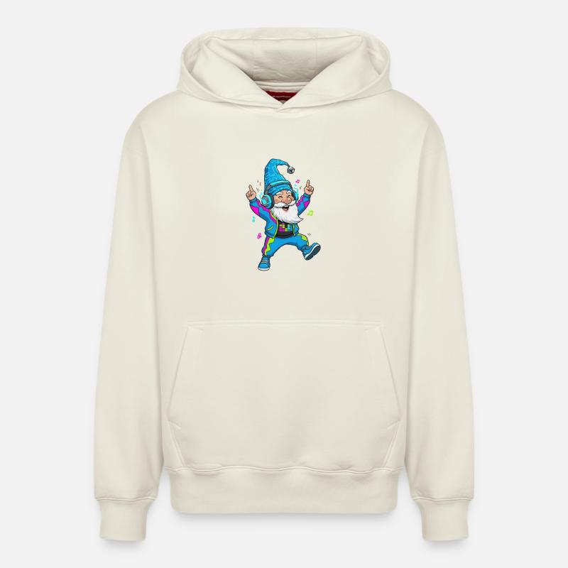 Technozwerg mit Kopfhörern - Relaxed Unisex Organic Hoodie – von SPREAD - Naturweiß