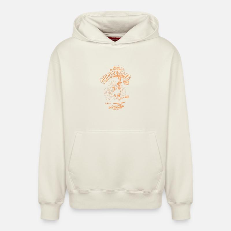 Chickenzales - Sweat à capuche unisexe décontracté en coton biologique – de SPREAD - blanc cassé