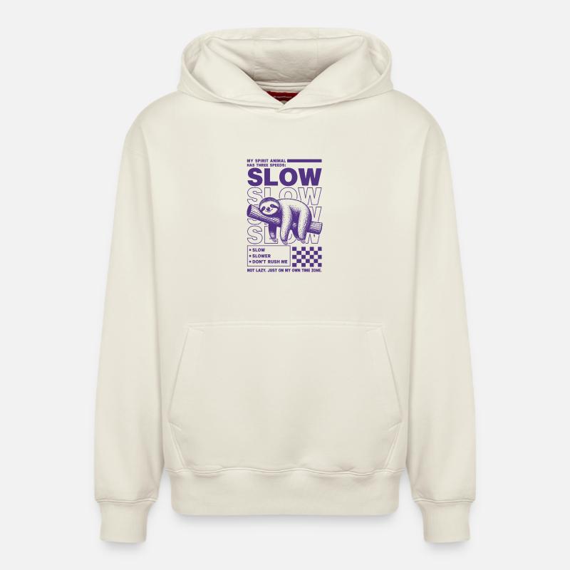 Esprit paresseux lent Conception animale - Sweat à capuche unisexe décontracté en coton biologique – de SPREAD - blanc cassé