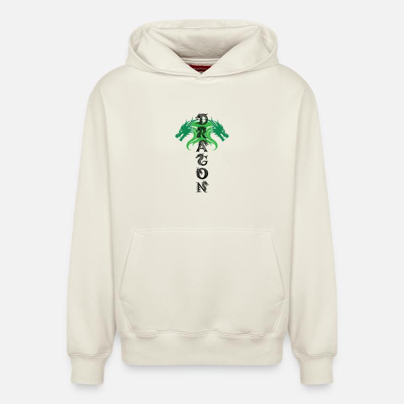 Emblème du Dragon Vert - Sweat à capuche unisexe décontracté en coton biologique – de SPREAD - blanc cassé