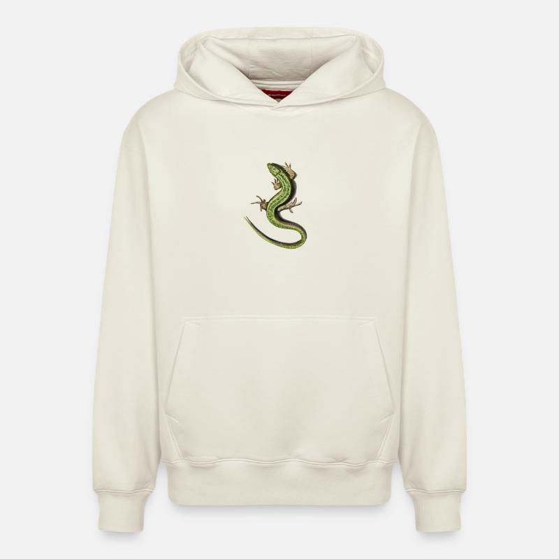 Eidechse - Relaxed Unisex Organic Hoodie – von SPREAD - Naturweiß