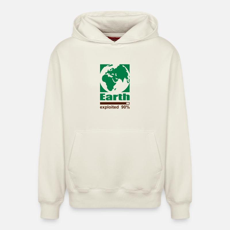 Earth exploited - Sweat à capuche unisexe décontracté en coton biologique – de SPREAD - blanc cassé