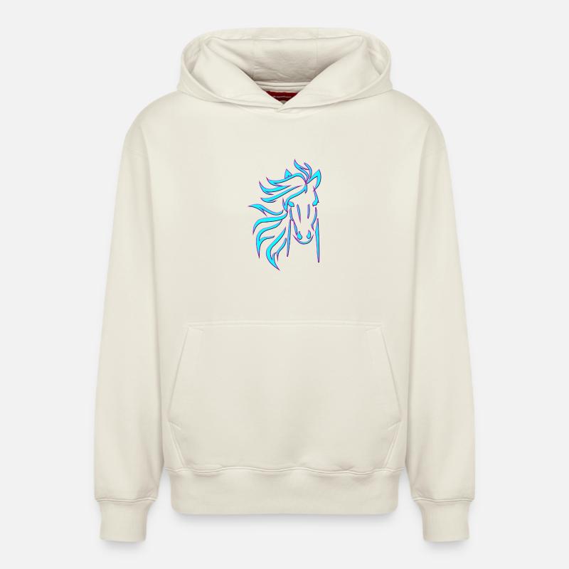 Cheval bleu - Sweat à capuche unisexe décontracté en coton biologique – de SPREAD - blanc cassé