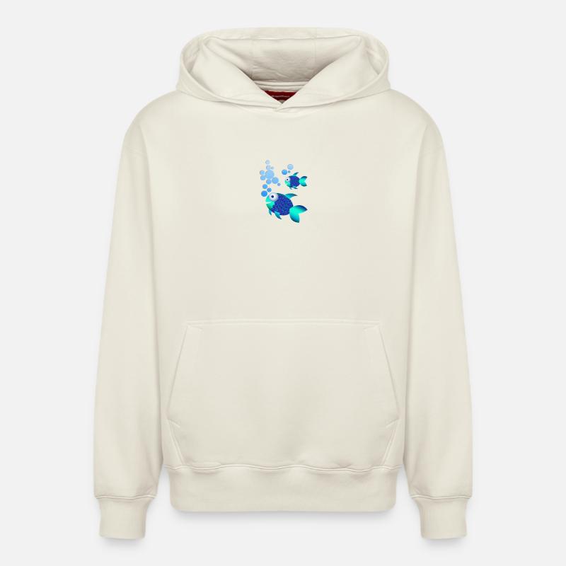 Poisson bleu exotique aux écailles irisées - Sweat à capuche unisexe décontracté en coton biologique – de SPREAD - blanc cassé