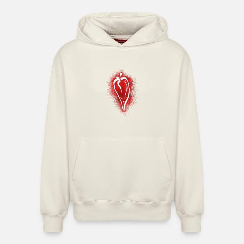 Piment rouge - Sweat à capuche unisexe décontracté en coton biologique – de SPREAD - blanc cassé