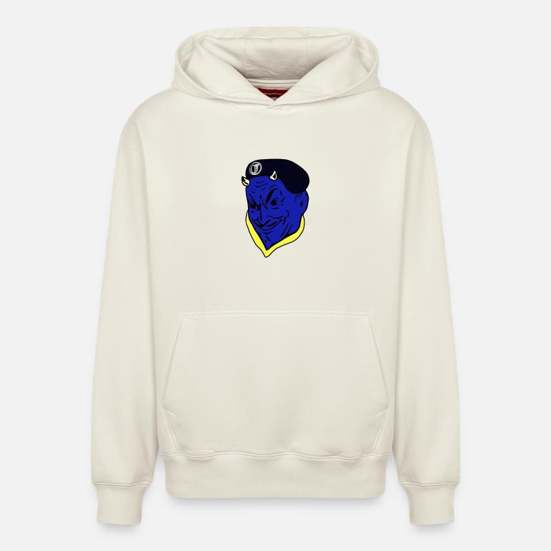 French Army Blue Devil Hunter - Relaxed Unisex Organic Hoodie – by SPREAD - off white